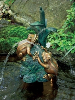 Aquascape Double Frog on Cattail Spitter w/ Pump