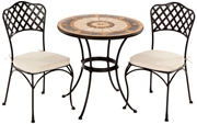 Alfresco Compass 30" Round Marble Mosaic Bistro Set