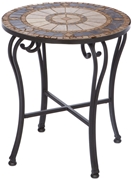 Alfresco Compass 20" Round Marble Mosaic Side Table