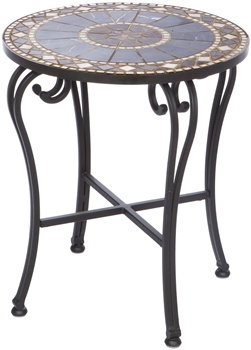 Alfresco Galileo 20" Round Marble Mosaic Side Table