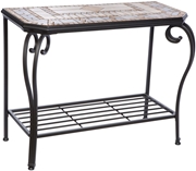 Alfresco Compass Marble Mosaic Outdoor Hexagon Sideboard With Console Table