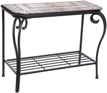 Alfresco Compass Marble Mosaic Outdoor Hexagon Sideboard With Console Table