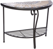Alfresco Loretto Mosaic Outdoor Half Moon Console Table 