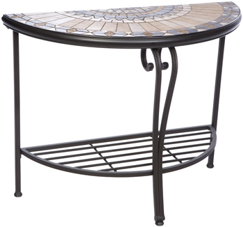 Alfresco Loretto Mosaic Outdoor Half Moon Console Table 