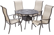 Alfresco Charter Sling Dining Set With 42" Square Cast Aluminum Table Chairs