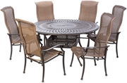  Alfresco Naples Wicker Dining Height Set With 60" Round Cast Aluminum Table And Chairs