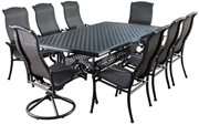 Alfresco Barbados All Weather Wicker Dining Set With 46" X 86" Rectangle Cast Aluminum Dining Table And Chairs