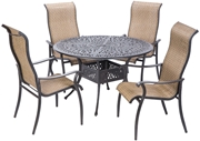 Alfresco Charter High Back Sling Dining Set With 48" Round Cast Aluminum Dining Table And Chairs