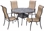 Alfresco Charter High Back Sling Dining Set With 48" Round Cast Aluminum Dining Table And Chairs