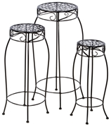 Alfresco Martini Plant Stands In Black Patent - Set Of 3