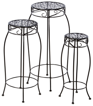 Alfresco Martini Plant Stands In Black Patent - Set Of 3