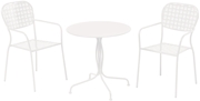 Alfresco Martini 3 Piece Bistro Set In Bianca Finish With 27.5" Round Bistro Table And 2 Stackable Bistro Chairs
