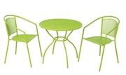 Alfresco Martini 3 Piece Bistro Set In Keylime Green Finish With 31.5" Round Bistro Table And 2 Stackable Bistro Chairs