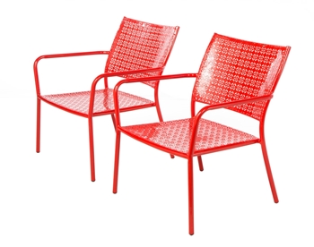 Alfresco Set Of 2 Martini Low Profile Lounge Chairs In Cherry Pie Finish