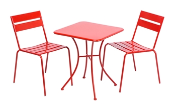Alfresco Riposo Dining Bistro Set With 24" Square Table And 2 Bistro Chairs