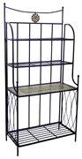 Alfresco Shannon Ceramic Mosaic Outdoor Bakers Rack With Tile Shelf