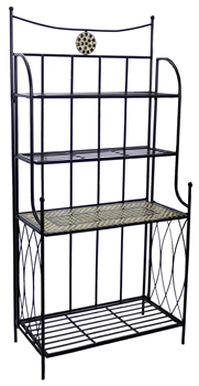 Alfresco Shannon Ceramic Mosaic Outdoor Bakers Rack With Tile Shelf