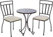 Alfresco Bolla 3 Piece Bistro Set With 24" Round Ceramic Top Bistro Table and 2 Bistro Chairs