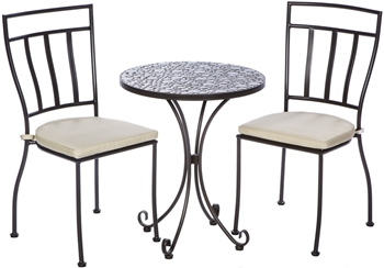 Alfresco Bolla 3 Piece Bistro Set With 24" Round Ceramic Top Bistro Table and 2 Bistro Chairs