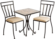 Alfresco Recco 3 Piece Bistro Set With 24" Round Ceramic Top Bistro Table and 2 Bistro Chairs