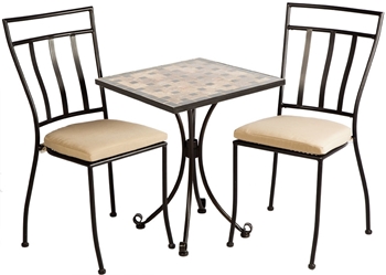 Alfresco Recco 3 Piece Bistro Set With 24" Round Ceramic Top Bistro Table and 2 Bistro Chairs