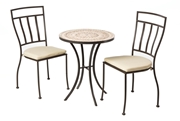 Alfresco Boracay 3 Piece Bistro Set With 24" Round Ceramic Top Bistro Table And 2 Bistro Chairs