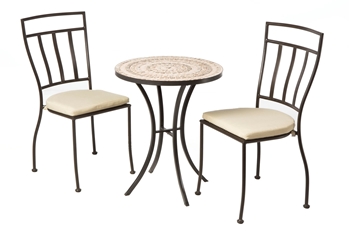 Alfresco Boracay 3 Piece Bistro Set With 24" Round Ceramic Top Bistro Table And 2 Bistro Chairs