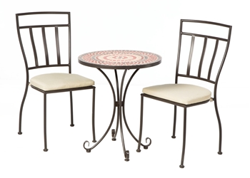 Alfresco Stellarton 3 Piece Bistro Set With 24" Round Ceramic Top Bistro Table and 2 Bistro Chairs