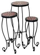 Alfresco Stellarton Round Ceramic Plant Stands with Powdercoated Base - Set of 3