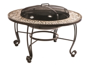 Alfresco Vulcano 33.5" Round Wood Burning Fire Pit with Decorative Surround