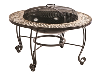 Alfresco Vulcano 33.5" Round Wood Burning Fire Pit with Decorative Surround