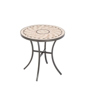 Alfresco Shannon 33.5" Round Wood Burning Fire Pit with Decorative SurroundBoracay 20" Round Ceramic Mosaic Outdoor Side Table with Tile Top and Base