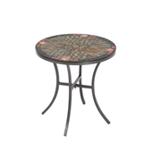 Alfresco Sagrada 20" Round Ceramic Mosaic Outdoor Side Table with Tile Top and Base