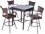 Alfresco Tutto All Weather Wicker Bar Height Set With 36" Square Bar Height Dining Table and 4 Swivel Bar Arm Chairs