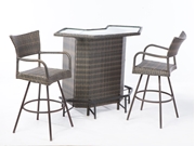 Alfresco Tutto All Weather Wicker Mezzo Bar With 2 Swivel Bar Arm Chairs