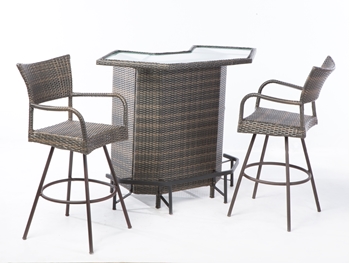 Alfresco Tutto All Weather Wicker Mezzo Bar With 2 Swivel Bar Arm Chairs