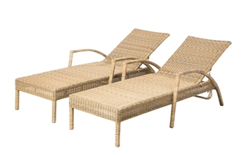 Alfresco Set of 2 Everwoven All Aluminum Frame Wicker Adjustable Back Chaise Lounges Spiced Chai Finish