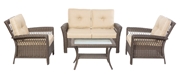 Alfresco Isabella All Weather Wicker 4 Piece Deep Seating Set with Cushions