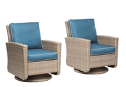 Alfresco Set of 2 Siesta Deep Seating Aluminum Frame/All Weather Wicker Swivel Rockers with Cushions 