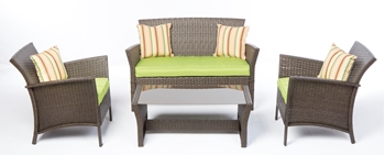 Alfresco Bimini All Weather Wicker 4 Piece Seating Group With Cushions And Throw Pillows
