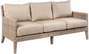 Alfresco Cornwall Woven Wood Deep Seating Sofa With Sunbrella Cast Shale Cushion