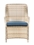 Alfresco Cambridge Outdoor Woven Wicker Set With Malvern 71" Rectangular Wood Dining Table With Umbrella Hole And 6 Dining Chairs With Sunbrella Spectrum Indigo Cushions
