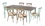 Alfresco Maison All Aluminum French Dining Set With 72" Rectangular French Dining Table With Umbrella Hole And 6 Dining Chairs With Cushions