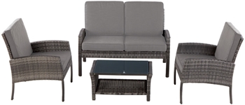 Alfresco Grand Cayman All Weather Wicker Deep Seating Conversation Set With Loveseat With Cushions 2 Lounge Chairs With Cushions and Coffee Table 