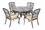 Alfresco Barcelona Cast Aluminum Dining Set With 87" Rectangular Dining Table With Umbrella Hole And 6 Stackable Dining Arm Chairs With Cushions And 2 Dining Swivel Rockers With Cushions