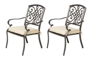 Alfresco Set Of 2 Barcelona Cast Aluminum Stackable Dining Arm Chairs