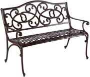 Alfresco Wisteria Cast Aluminum Outdoor Bench Brown Sugar Finish