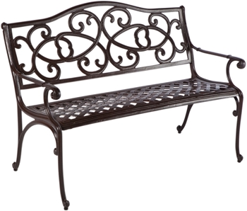 Alfresco Wisteria Cast Aluminum Outdoor Bench Brown Sugar Finish
