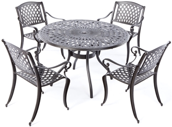 Alfresco Westbury Cast Aluminum Dining Set With 48" Round Dining Table