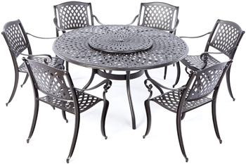 Alfresco Westbury Cast Aluminum Dining Set With 59" Round Dining Table